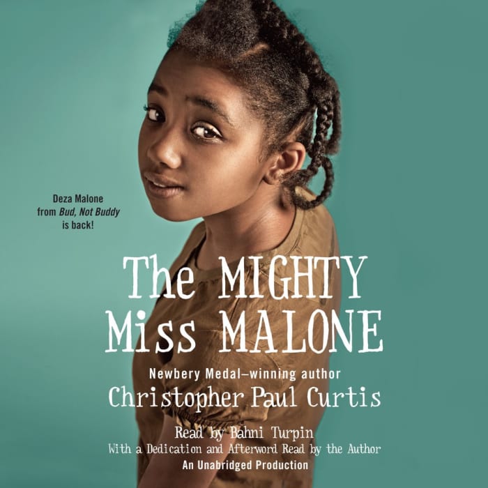 Book cover for The Mighty Miss Malone by Christopher Paul Curtis with featured deal banner