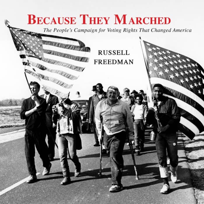 Book cover for Because They Marched by Russell Freedman with featured deal banner