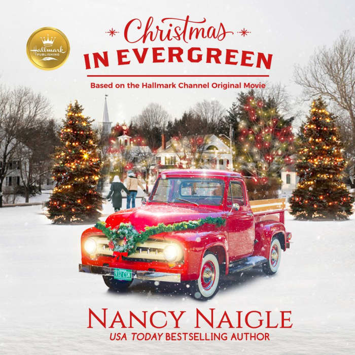 Book cover for Christmas In Evergreen by Nancy Naigle with featured deal banner