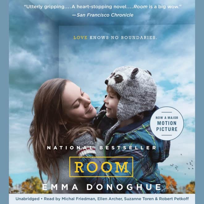 Book cover for Room by Emma Donoghue with award winner banner