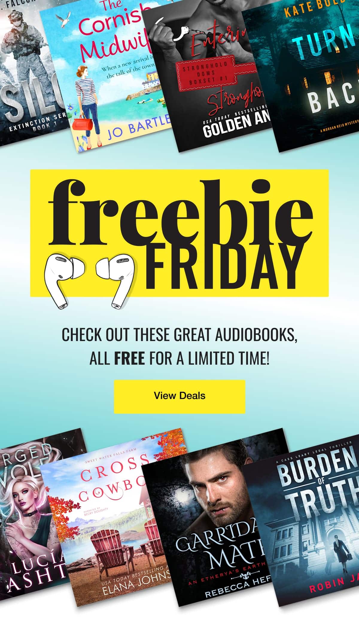 Freebie Friday! Check out these great audiobooks, all free for a limited time! View Deals