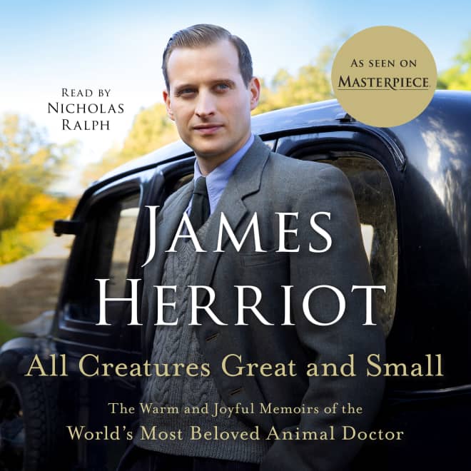 Book cover for All Creatures Great and Small by James Herriot with award winner banner
