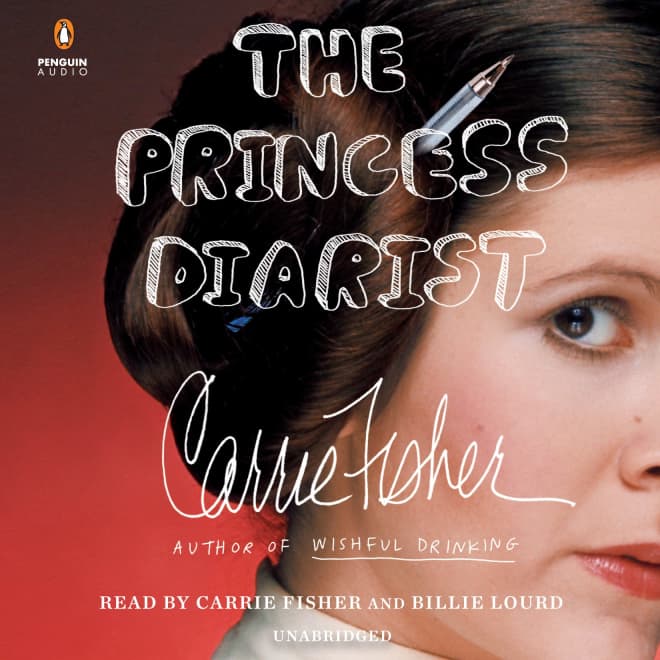 Book cover for The Princess Diarist by Carrie Fisher with award winner banner