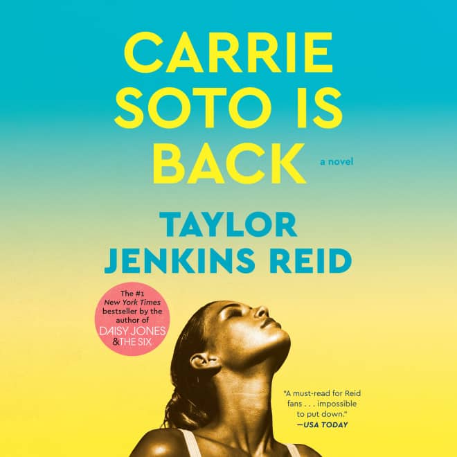 Book cover for Carrie Soto Is Back by Taylor Jenkins Reid with hot deal banner