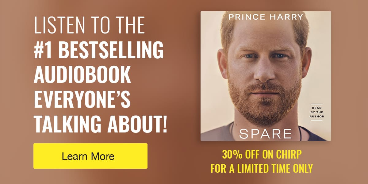 Listen to the #1 bestselling audiobook everyone's talking about! 30% off on Chirp for a limited time only