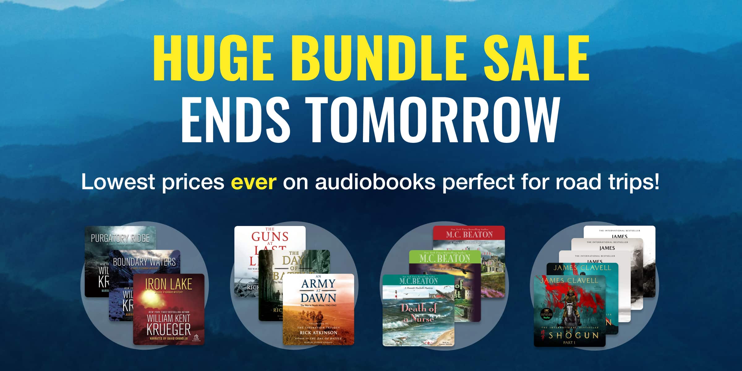 Huge bundle sale ends tomorrow — lowest prices ever on audiobooks perfect for road trips!
