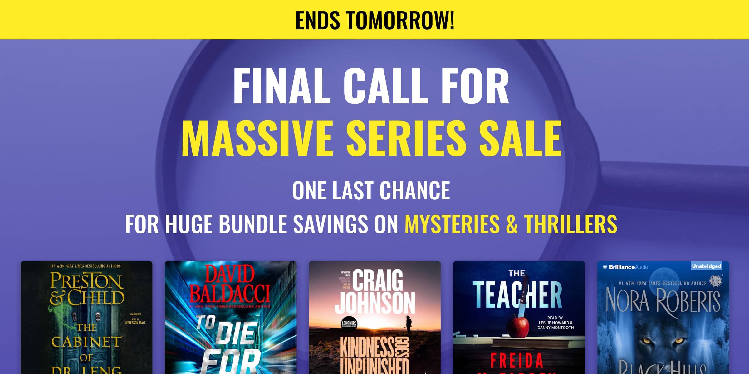 Massive series sale ends tomorrow! One last chance for huge bundle savings on mysteries & thrillers
