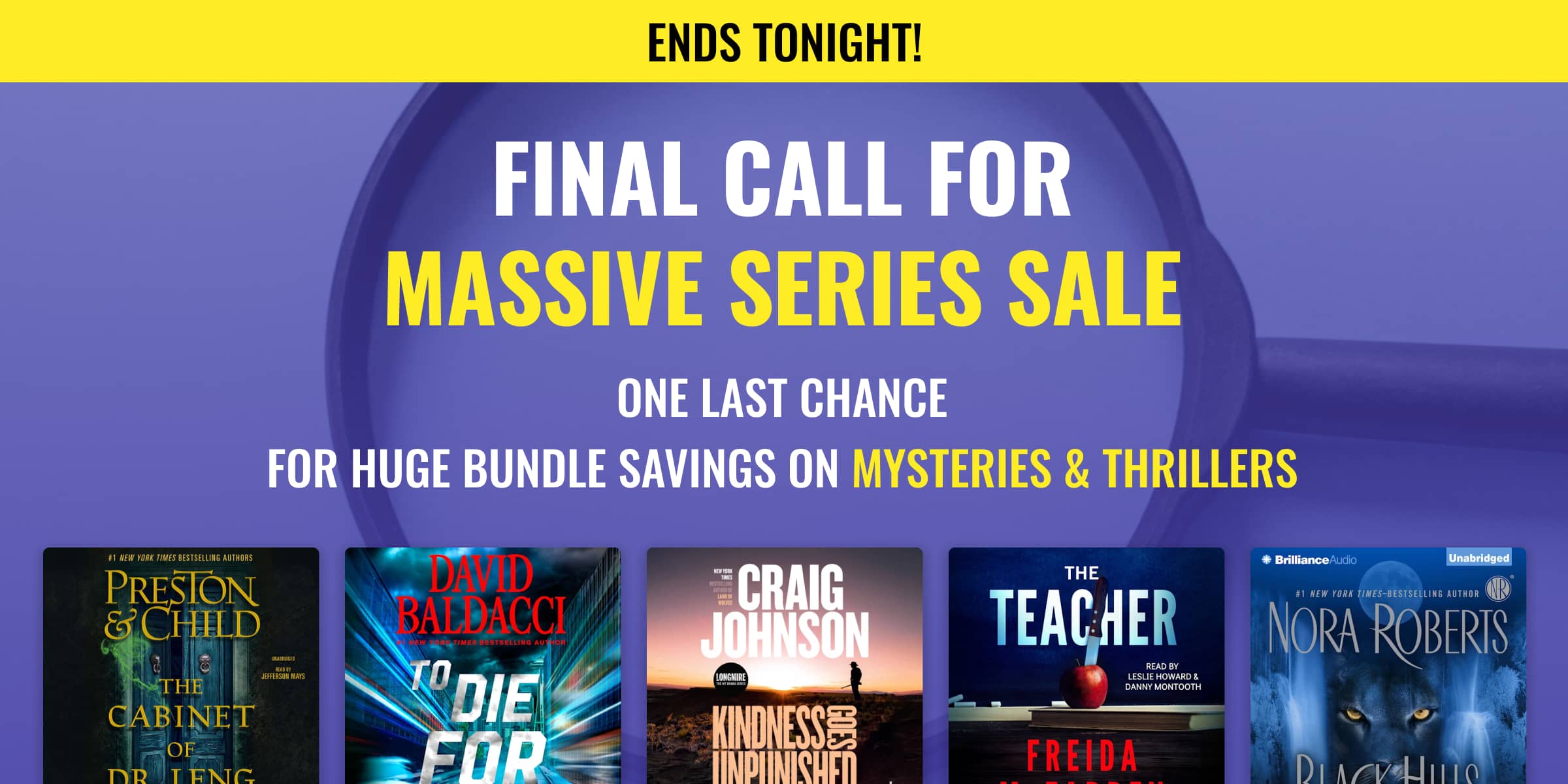 Massive series sale ends tonight! One last chance for huge bundle savings on mysteries & thrillers